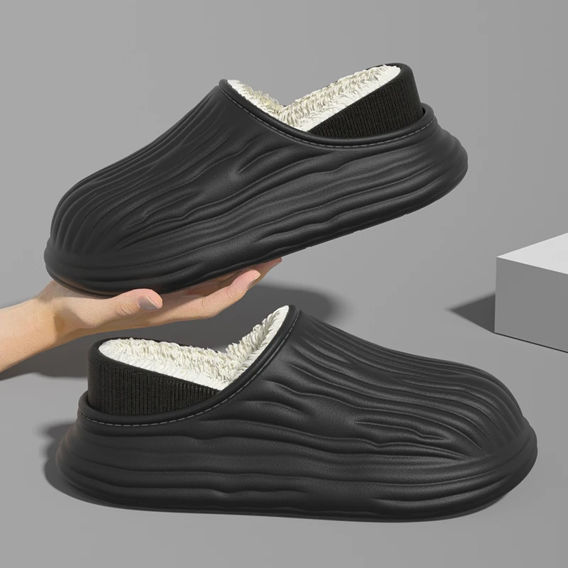 Winter Women Cotton Slippers Warm Non-Slip Thick Bottom Slides Soft Waterproof Home Shoes Plush Men Couple Outdoor Slipper - Image 5