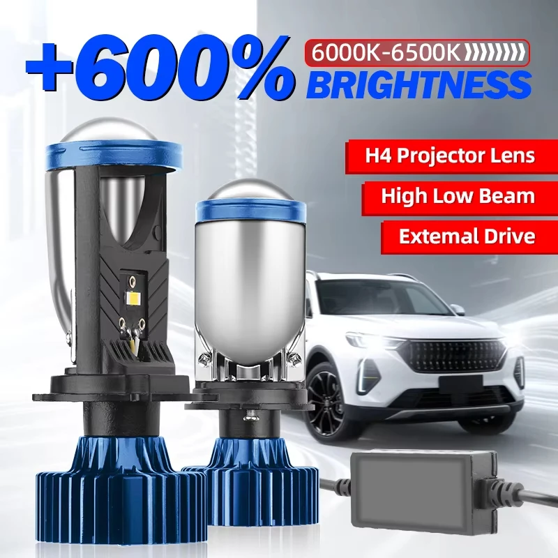 

2x H4 LED Headlights Car Mini Projector Lens 6000K High Power 50000LM Hi Lo Beam Bulb LED Lights Car Light Lamp Turbo Fan