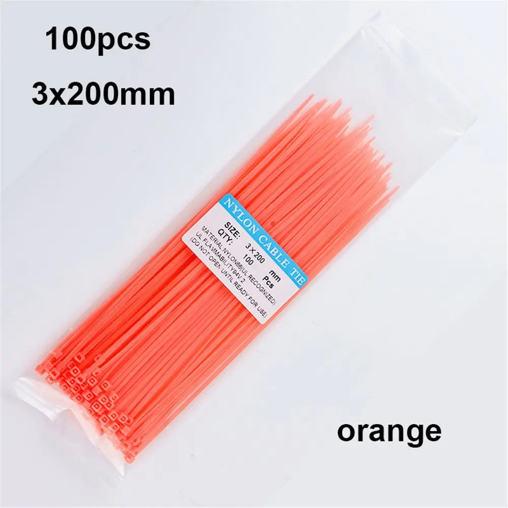 

100pcs/pack Durable Cord Strap Self-Locking Zip Cable Ties Nylon Wire Bundled
