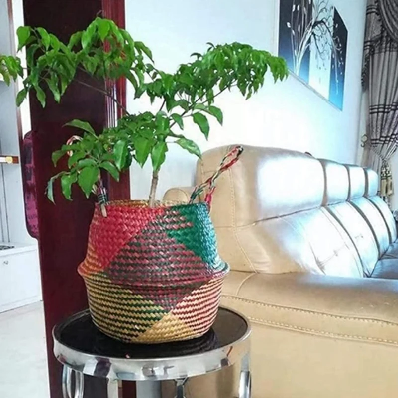 ตะกร้าสานพร้อมด้ามจับฝาครอบอ่างล้างหน้าโหลเก็บสำหรับซักผ้า, ตะกร้าชายหาดปิกนิกใช้งานง่าย