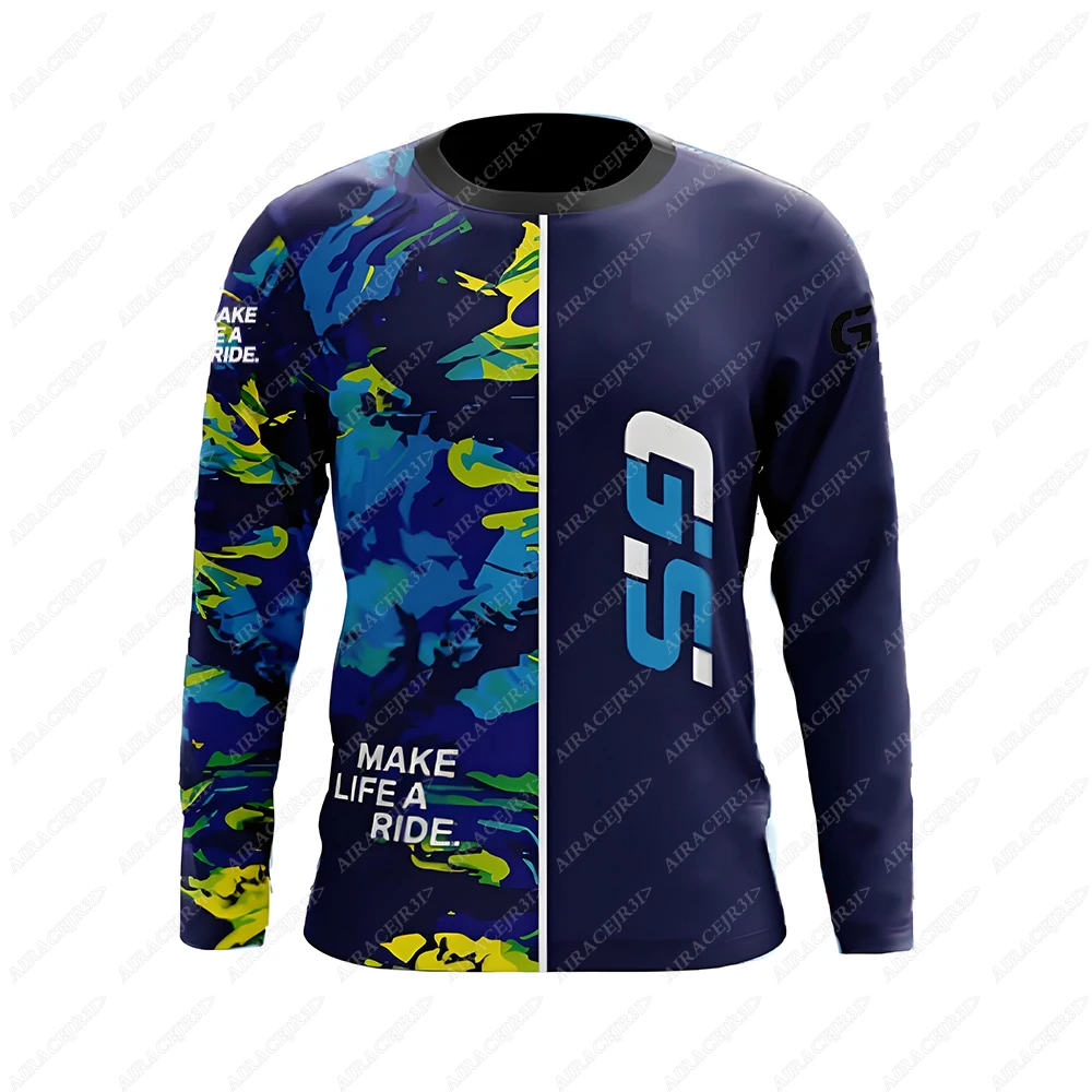 Für BMW Motorrad GS Tour Langarm T-Shirt Rallye Motorrad ABENTEUER Sommer Racing Herren Camouflage Dunkelblau Trikots Anti-UV