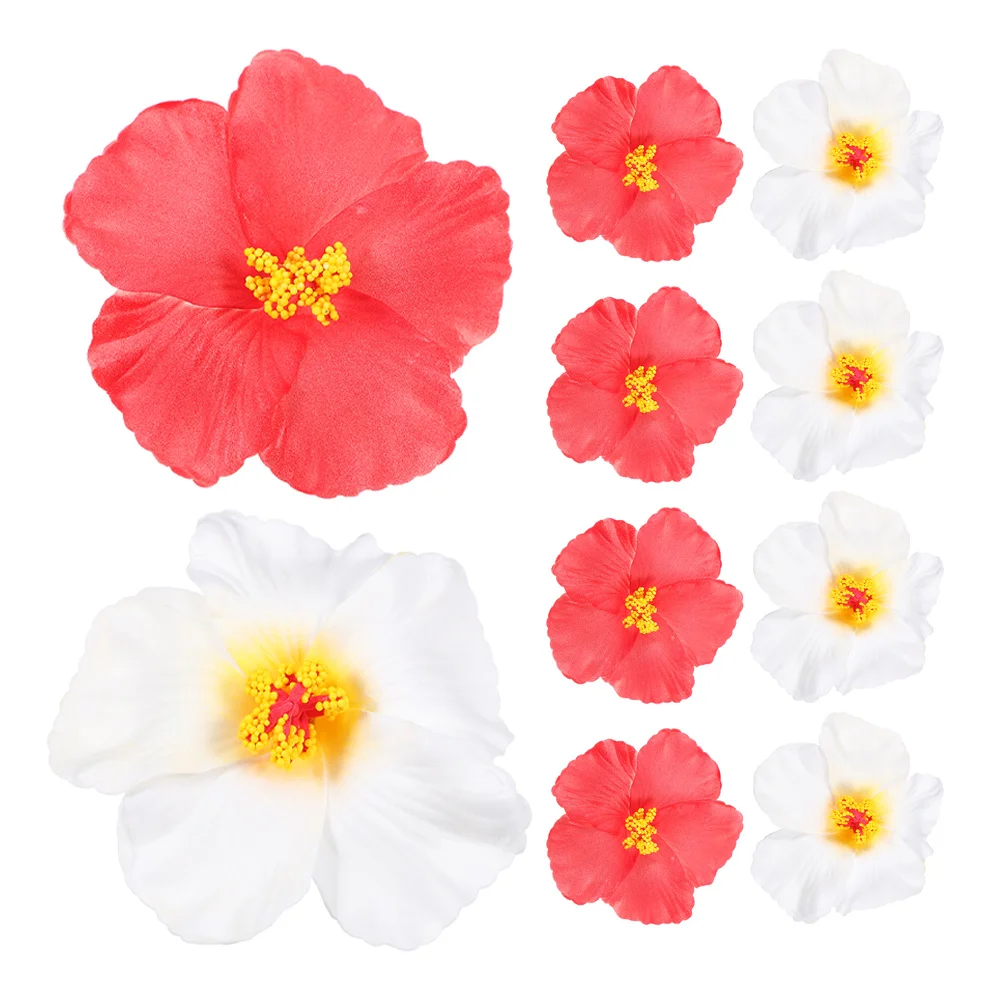 

10Pcs Faux Tropical Flowers Artificial Hawaiian Party Decorations Realistic Simulation Flower Clusters for Summer Luau Event
