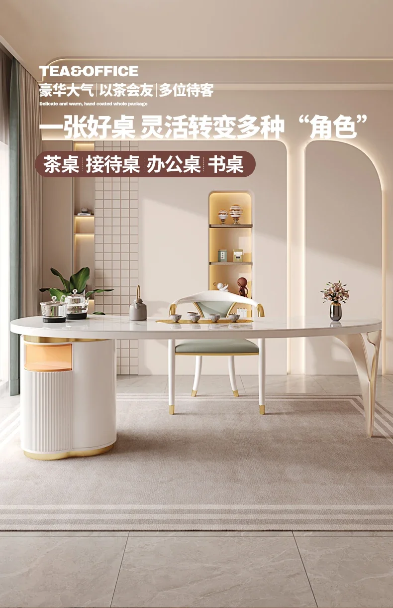 

Light luxury rock slab tea table Modern simple tea table