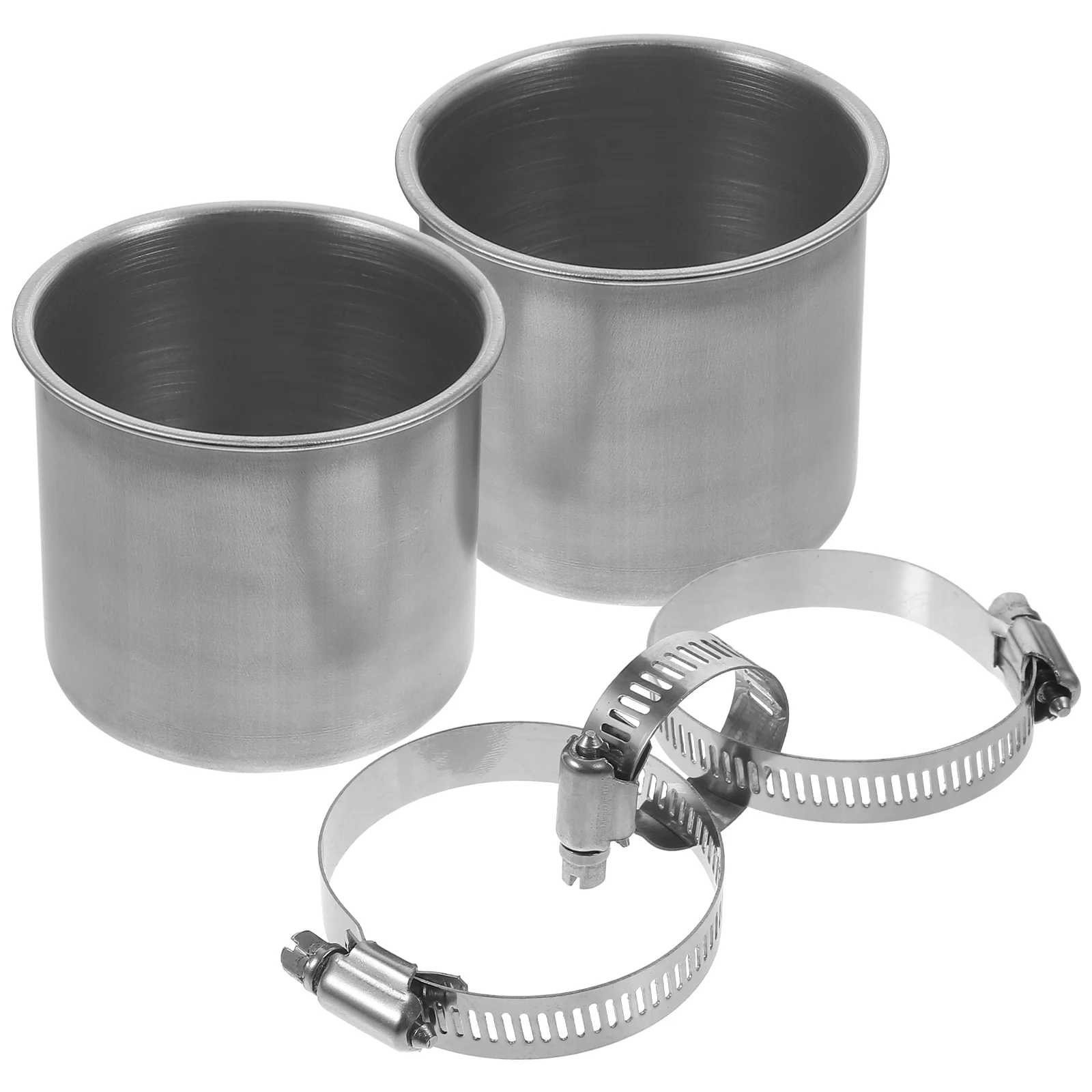 

Stainless Steel Parrot Feeder Dual Cup Large Capacity Easy Install Pet Supplies Accessories Cylinder Stand Outdoors