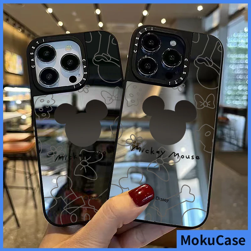 Mirror shockproof Phone Case For iPhone 13 14 13 12 11 15 Pro Max Cute Disney cartoon Mickey Mouse For Case 7+8+ XR XsMax