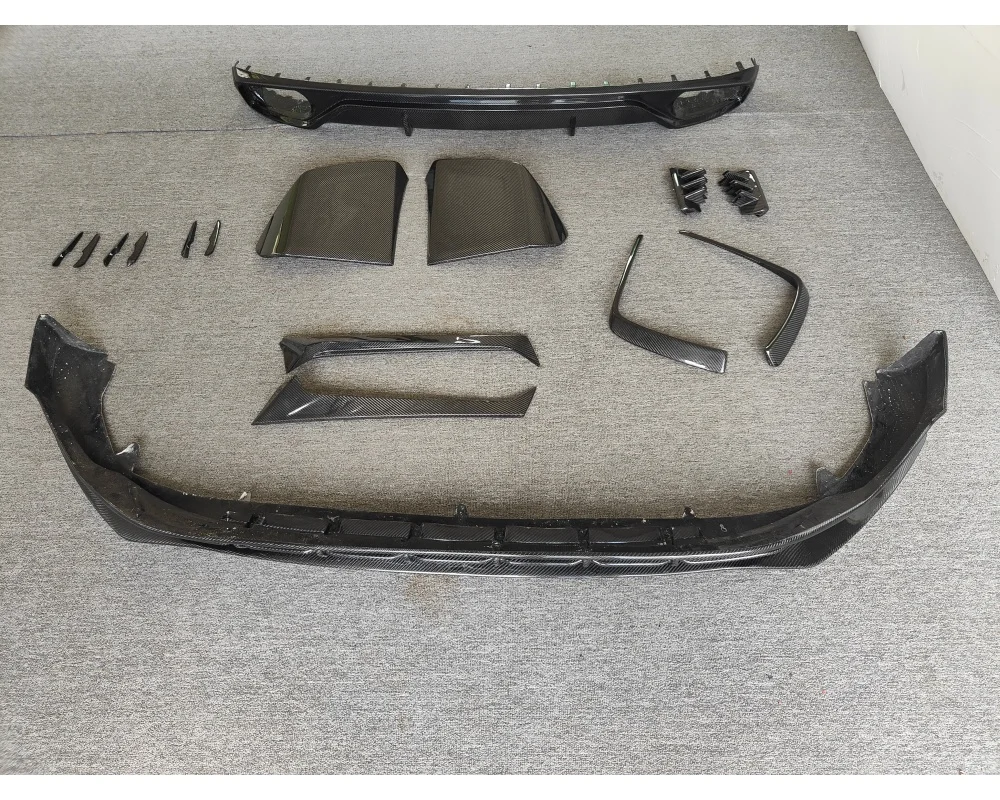 New for Q8 ABT Style Carbon Fiber Body Kit Front Bumper Lip Side Skirts Rear Diffuser Air Vent Blades Exhaust Tailpipe