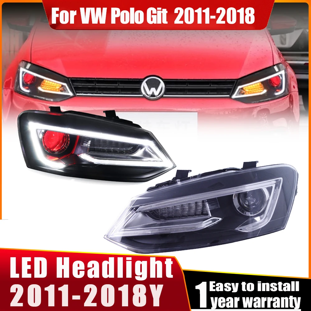 

Автомобильные фары для VW POLO, фары 2011, 2012, 2013-2018, Git, фары ДХО, линзы проектора, автомобильные аксессуары, задние противотуманные фары