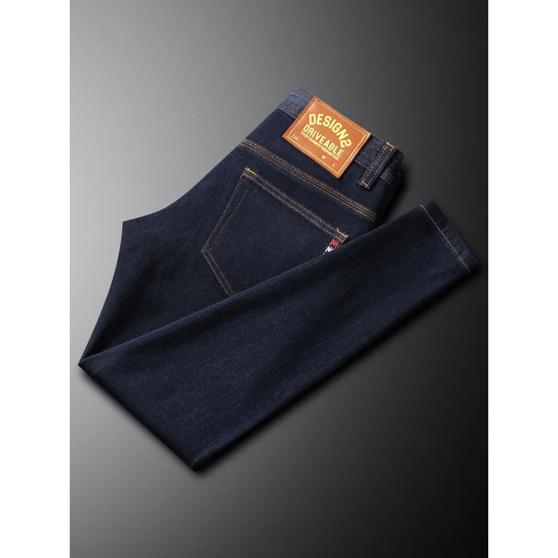 

menswear 2025 American Jeans Men's Autumn Winter Thick Blue High-End and Fashionable Fashion Elastic Slim-Fitting Simple