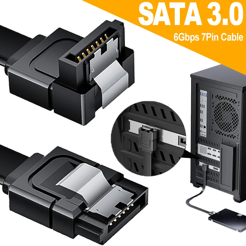 SSD HDD SATA 3.0 III Data Cable to SSD HDD Hard Disk Drive Cord Sata3 Straight Right Angle 6Gbps for MSI Gigabyte Motherboard