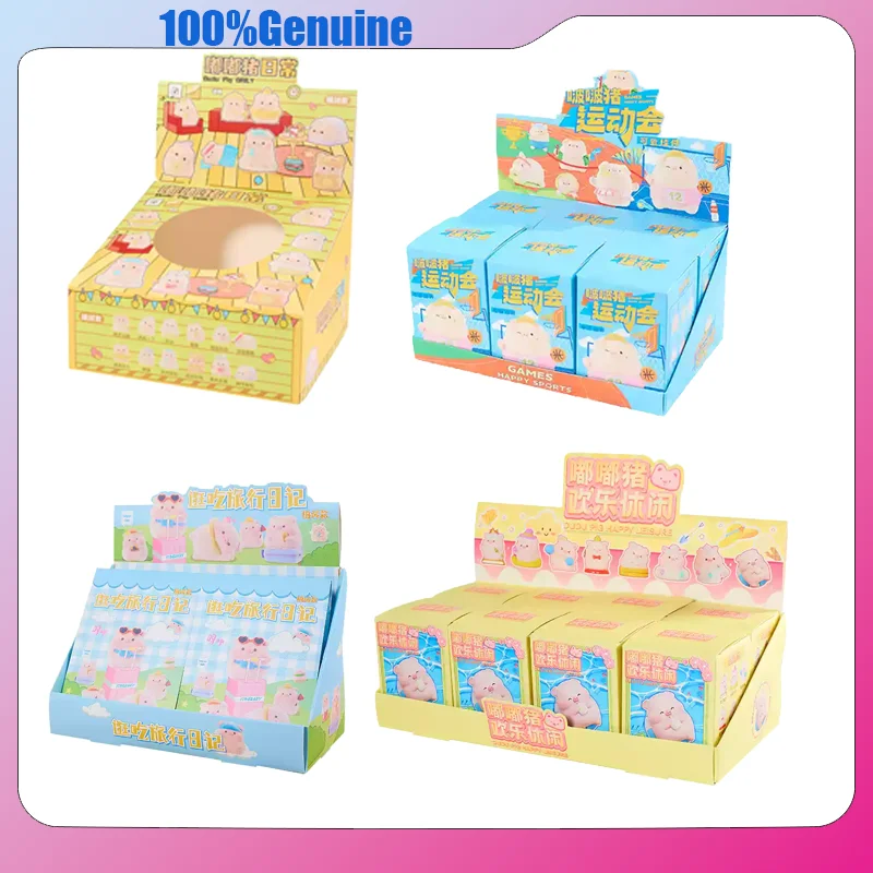 

New Cartoon Pink Piggy Figurine Resin Travel Diary Series Mini Pig Mystery Box Flocking Surprise Bag Desktop Decoration Gift