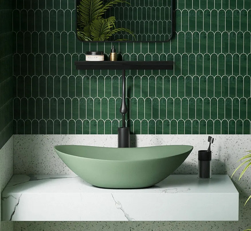 Green washbasin Nordic minimalist basin creative countertop basin ceramic deepening washbasin sink light luxury washbasin