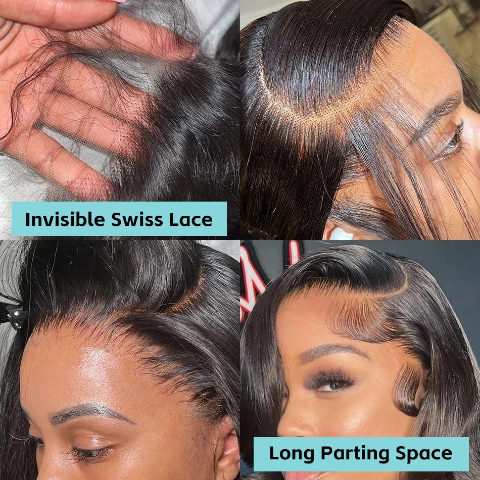 Body Wave Short Bob 13x4 Lace Front Human Hair Wig 250% 13x6 HD Lace Frontal Wigs For Women Brazilian 5x5 Glueless Closure Wig