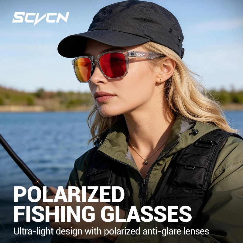 SCVCN UV400 Outdoor Anti-Glare Polarized Fishing Sunglasses Stylish Windproof Sports Eyewear Cycling Driving and Running Glasses