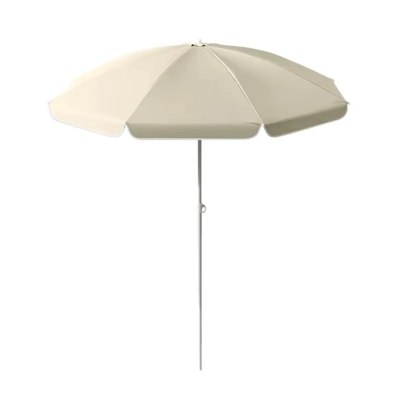 Manual Ground Insert Parasol With Steel Ribs Large Beach Camping Garden Sun Shade Waterproof UV Protect Outdoor Pol