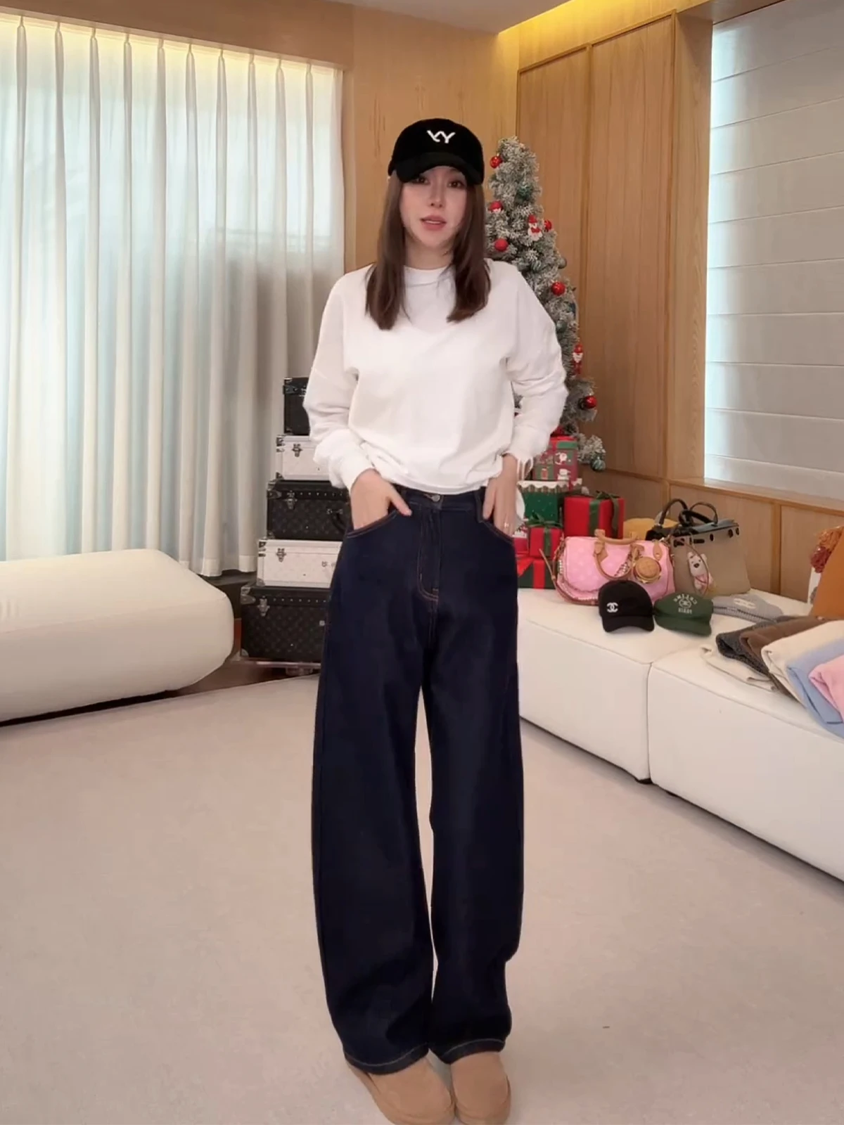 

Fce Lined Original Color Denim Wide Leg Pants American Loose Versatile Knife Women's Spring 2026 New Sle Casual Hig...