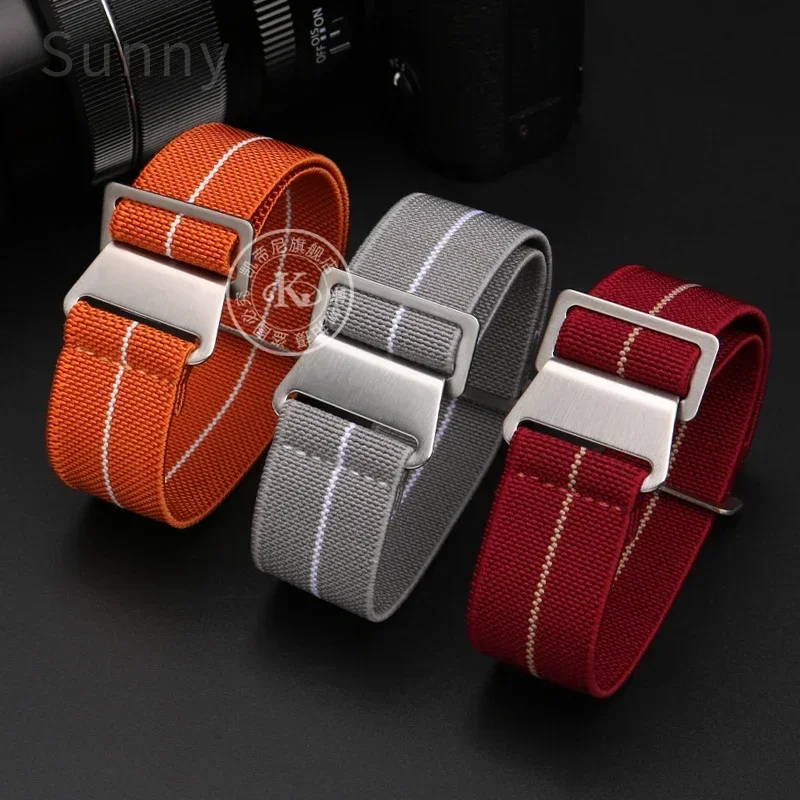 Parachute Men's Elastic Stainless Steel Buckle Nylon Watchband for Rolex Seiko Water Ghost Tudor Omega Watches Accessories