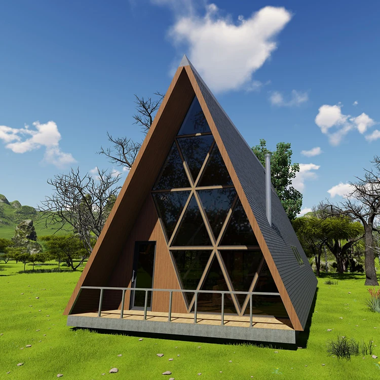 Triangle House A-Frame Cabin Prefabricated Wood Modular Villa Modern Tiny Home for Mountain Resort and Backyard Guest Room
