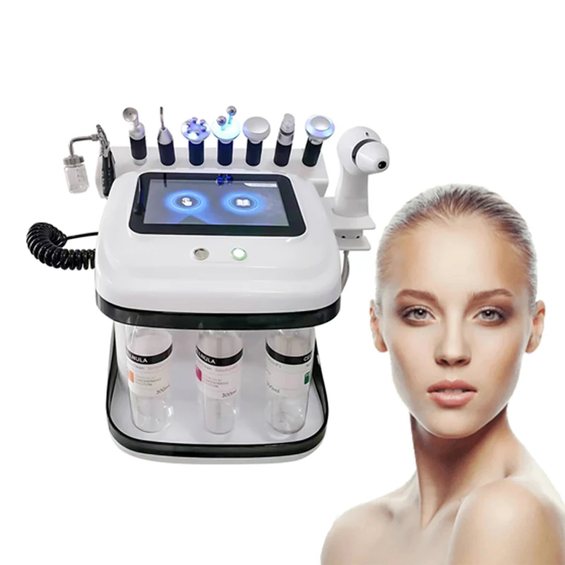 9 in 1Black Pearl Hydrodermabrasion Water Oxygen Bubble Facial Machine Aqua Peeling Microdermabrasion Firming Skin Scalp Tester