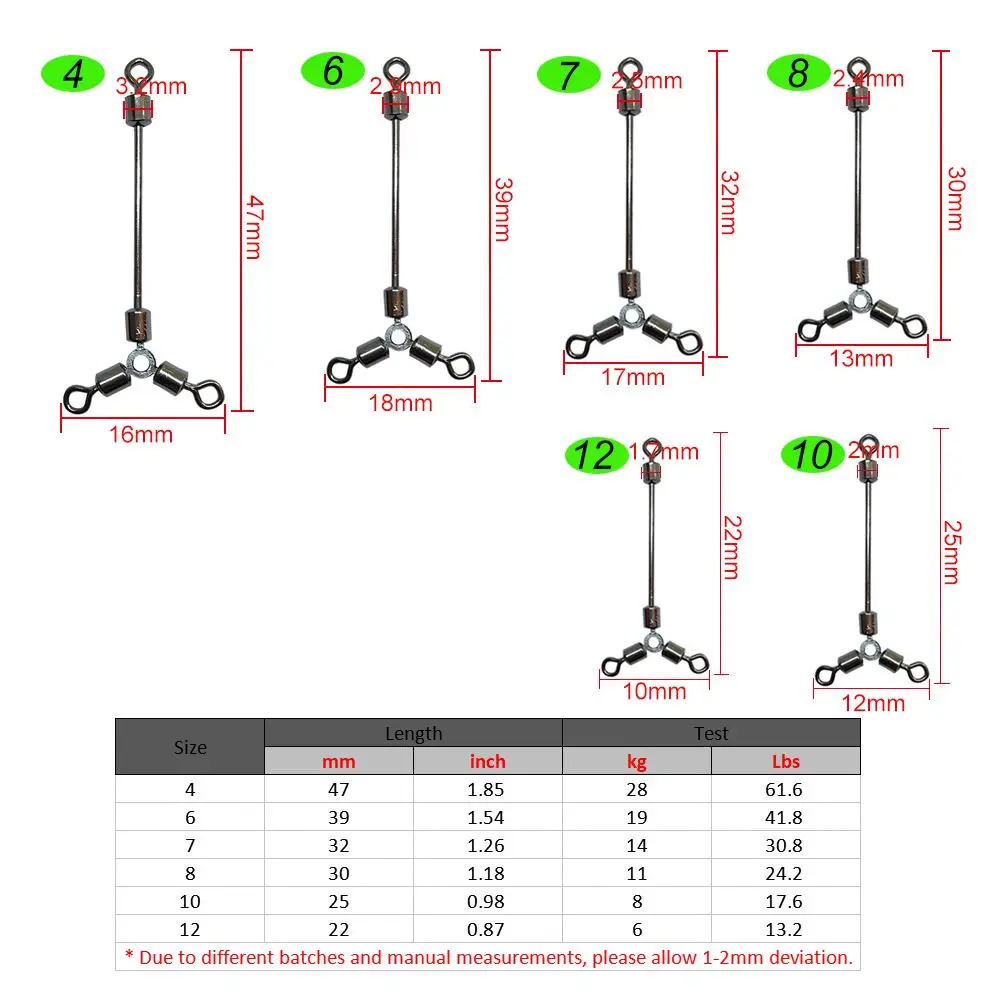 500 Pcs/bag 3 Way Fishing Swivels Rolling Swivel Hook Fishing Connector Carp Fishing Tackle Pesca Lure Hook Link