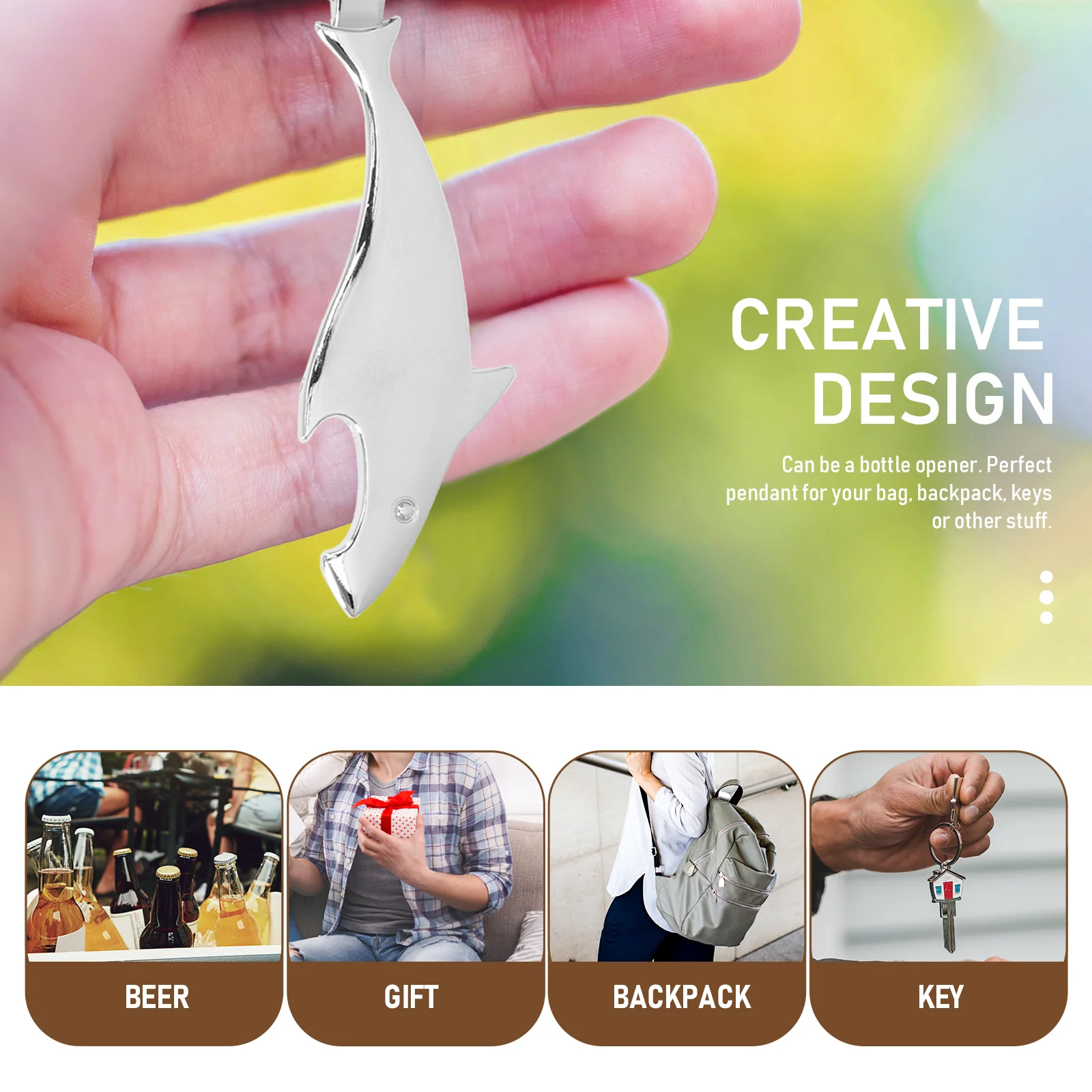 

3Pcs Exquisite Shark Keychain Multi-Function Bottle Opener Solid Metal Key Ring Pendant Small Size Easy Carry for Outdoor Sports