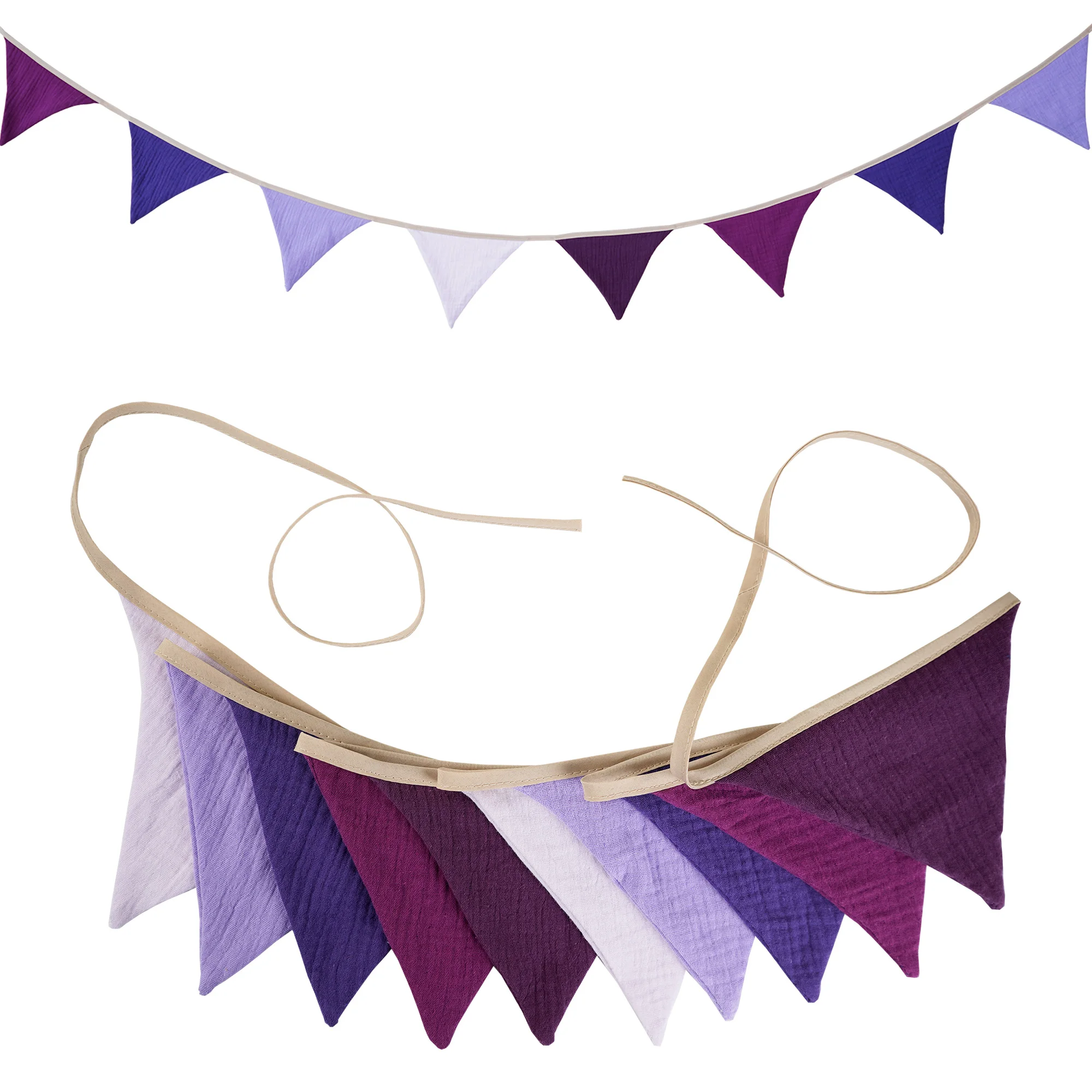 2,6 m große Wimpelkette aus Stoff für Kinderzimmer, 10-Dreieck-Wimpel-Flaggen, Party-Dekoration, Banner für Zuhause, Babyparty, Karneval, Girlande
