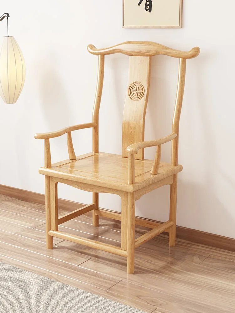 New Chinese Style Solid Wood Dining Chair Log Backrest Master Official Hat Too Teacher Chair