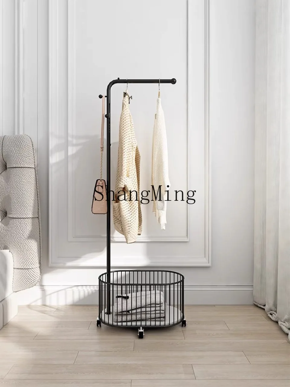 

FG light luxury hanger household multi-functional with dirty clothes basket storage removable coat rack integrated