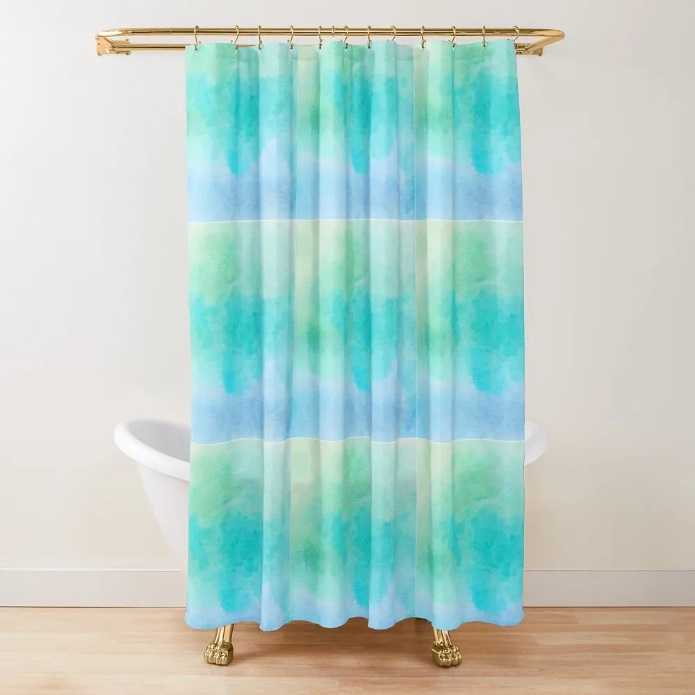 

Синяя и зеленая водоцветная занавеска для душа, водонепроницаемая тканевая занавеска для душа для ванной комнаты, набор для душа, занавеска