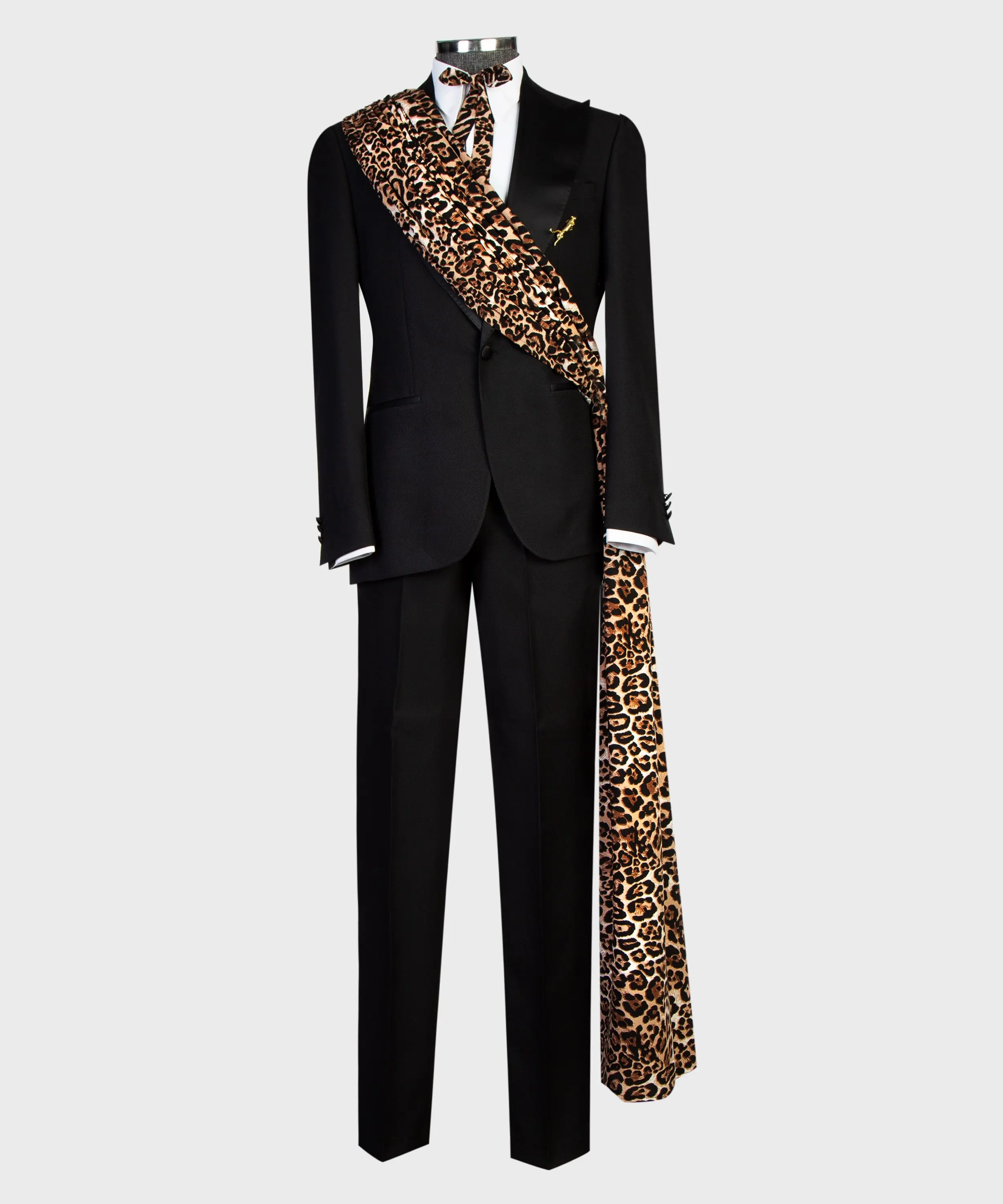 Fashion Leopard Print Men Wedding Suits For Wedding Peaked Lapel Tuxedo Groom Wear 2 Pcs Jacket Pants Evening Party Customized