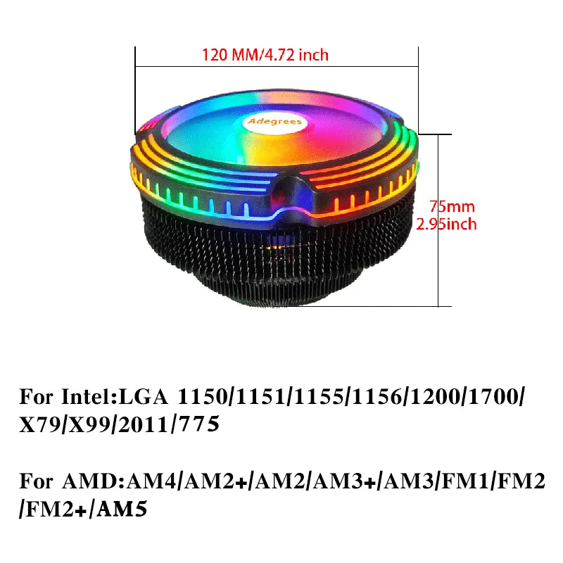 X99 CPU Air Cooling Cooler 4PIN PWM RGB PC Radiator Fan for Intel 2011 1700 1200 1150 1155 1156 1366 X79 AM3 AM4 AM5 Ventilador