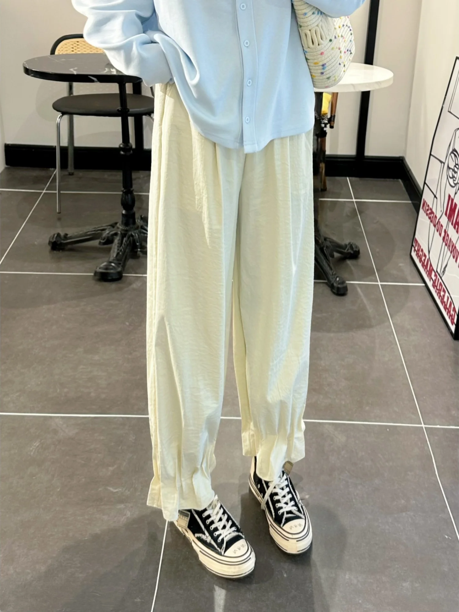 

plus Size Women's Casual Wide Leg Pants Spring 2026 New Korean Style Thick Sister High Waist Commute Polyester Fiber