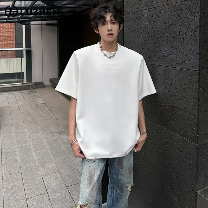 

LUZHEN 2025 New Elegant Temperament Letter Patchwork Short Sleeve T-shirts Men's Summer Trendy Handsome Casual Male Tops JY2210