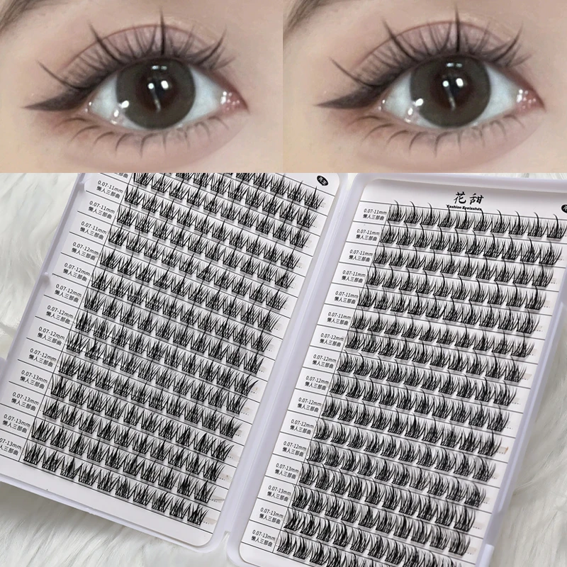 DIY Naturstil Wimpern Lazy Trilogy Lash Book Wimpernbüschel Gemischt 11-13mm Natürliche Wispy Wimpernverlängerungen für den Heimgebrauch – Detail 1