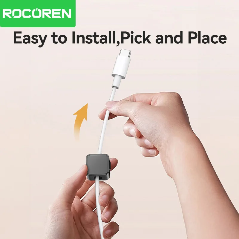 Rocoren magnetic cable clamp cable clamp smooth and adjustable cable clamp mouse cable organizer silicone flexible desktop clamp view 3