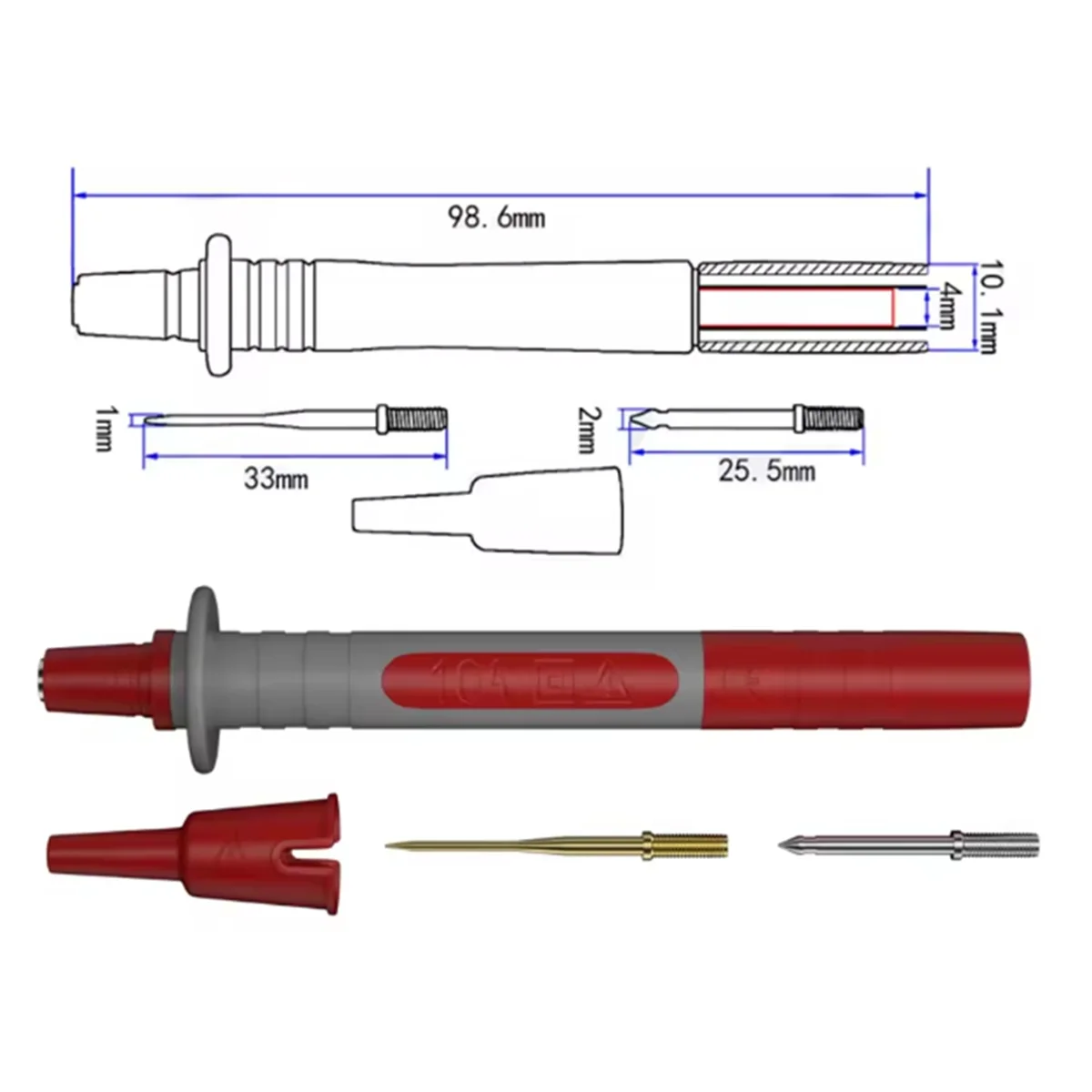 

AA25 1 Set 2pcs Multimeter Test Probe Replaceable Needle Multi-Purpose Test Pen J.30013A