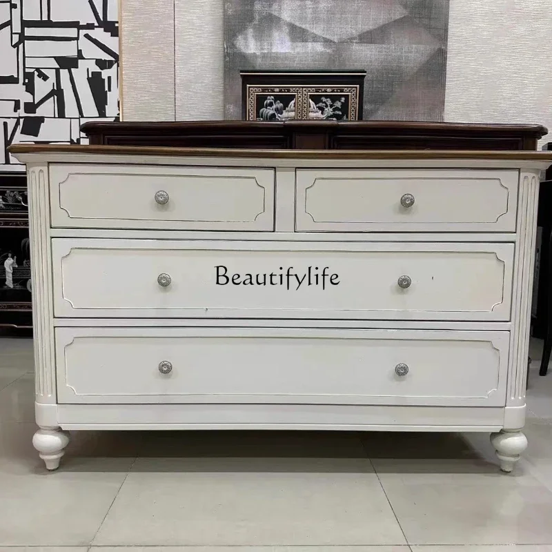 

ls 04Washed white and old with mirror chest of drawers, stand dresser chest of drawers