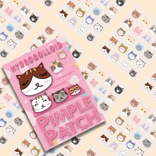 رقع حب الشباب بحمض الساليسيليك - ملصقات غير مرئية ولطيفة على شكل قطة لمحاربة البثور وتهدئة البشرة