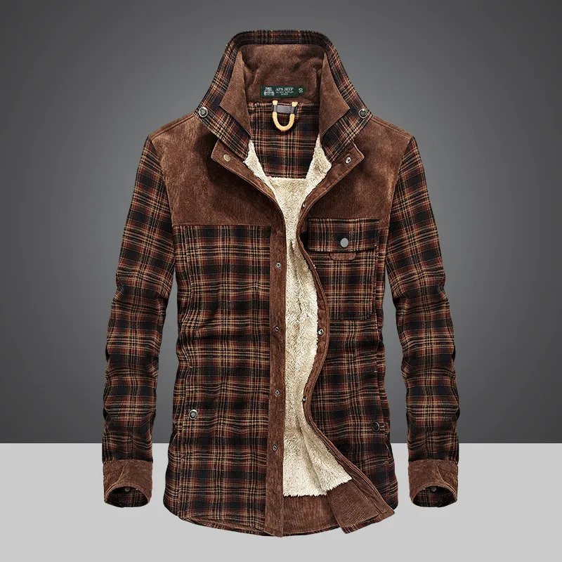 Brand Shirt Men Casual Shirts Camisa Masculina Fleece Thick Warm Shirts Men Plaid Shirt Men Dropshipping M-3XL13136