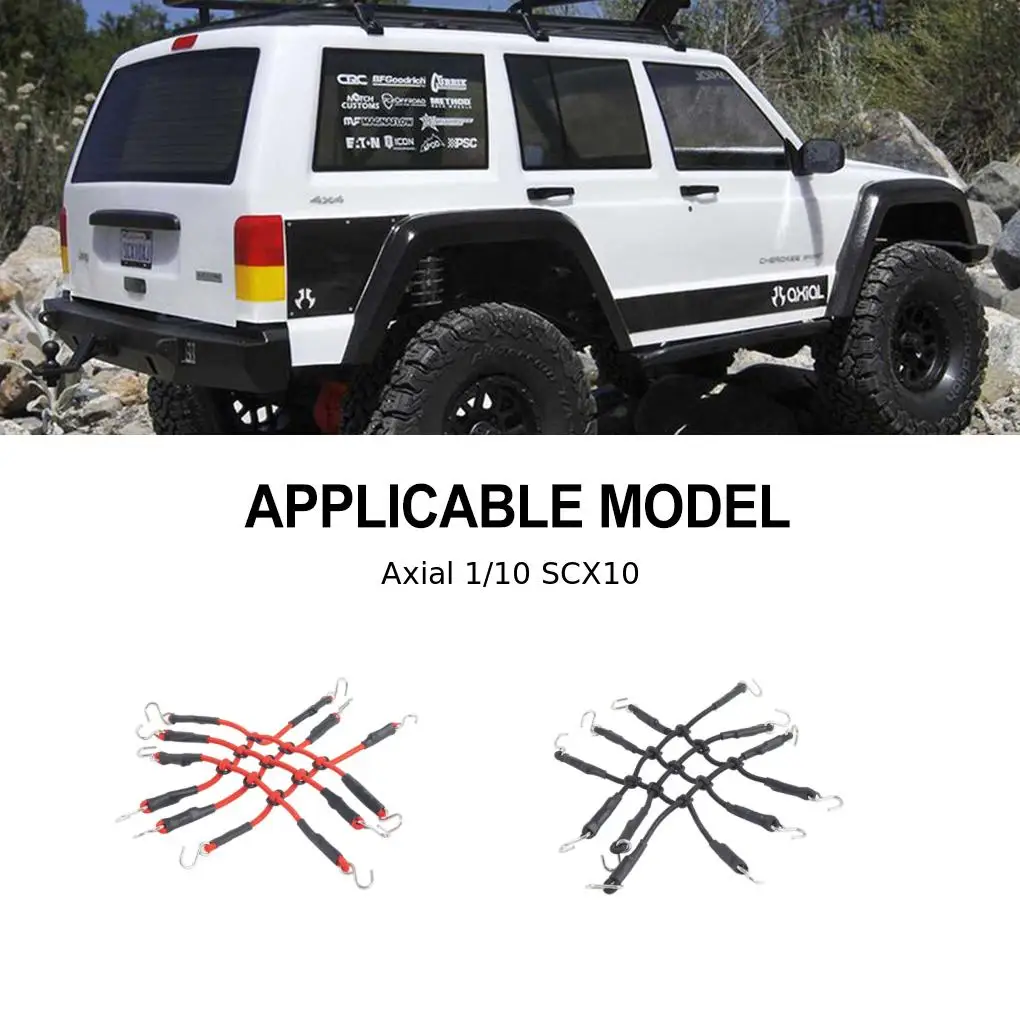 RCGOFOLLOW Rete per bagagli RC Parte di auto Portapacchi Rete per bagagli Rc per 1/8 1/10 Axial WPL Trx4 Trx6 Scx10 Capra Crawler Rosso