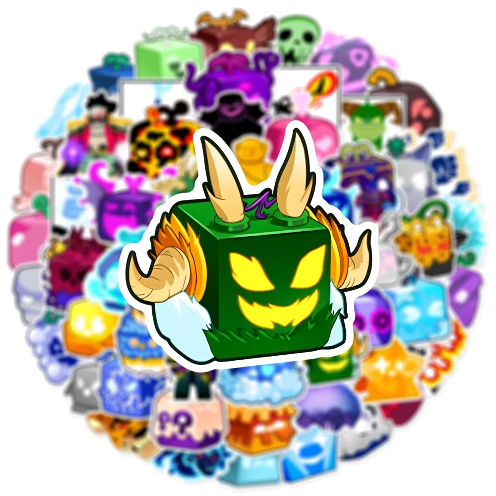 10/60PCS Cartoon Blox Fruits Stickers Aesthetic Decals Luggage Skateboard Phone Laptop Car Wall Decorative Sticker