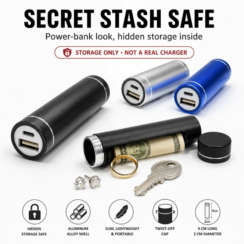 Power Bank Look Diversion Safe Hidden Storage Compartment Pocket Secret Stash Container for Cash Keys Jewelry Storage Only