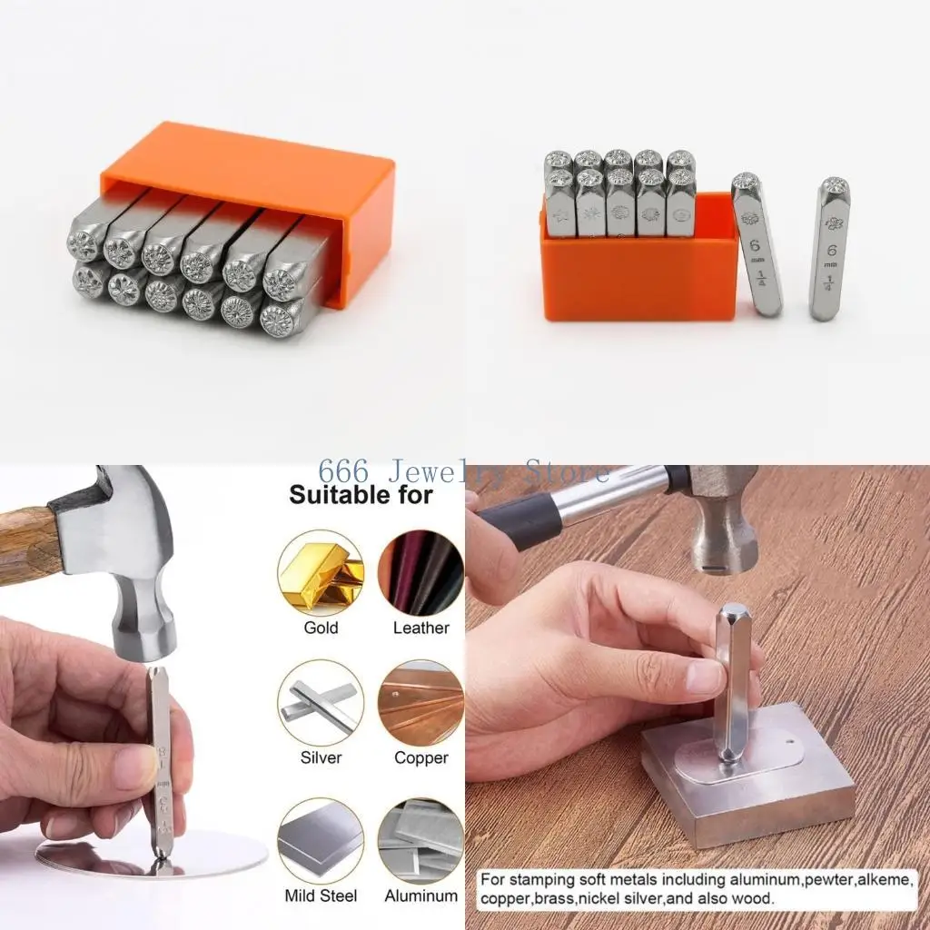 

F2TD Stamp Set Matte Metal Stamping Tool for Imprinting on Metal Leather
