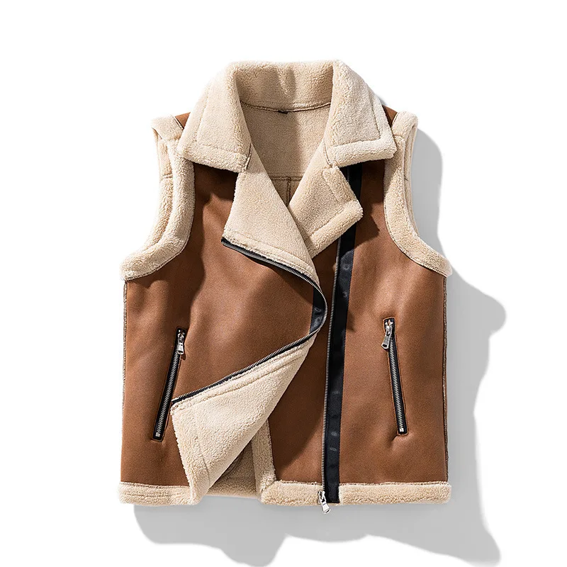 

2025 Autumn and Winter Men's New Trend Suede Vest Tooling Style Handsome Hong Kong Style
