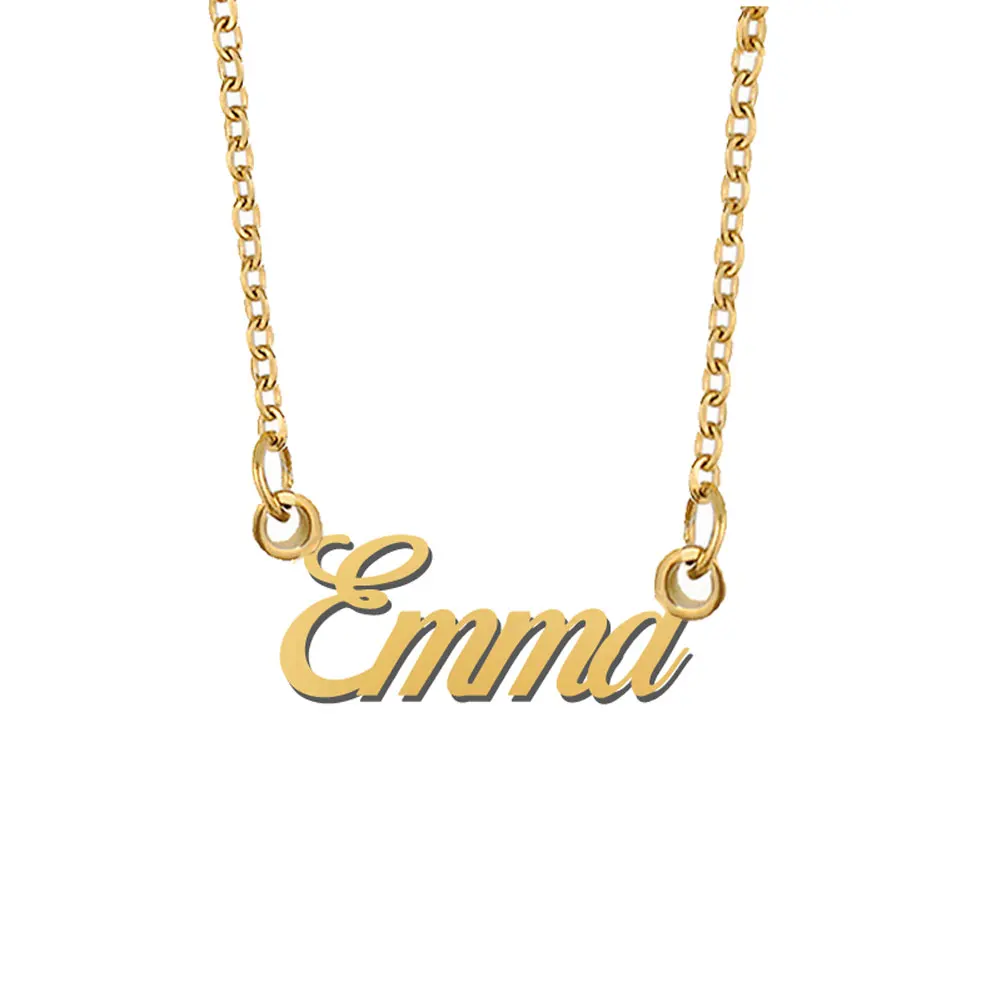 Emma Name Necklace Stainless Steel for Women Jewelry Nameplate Pendant Femme Mothers Girlfriend Gift (Not Customize)