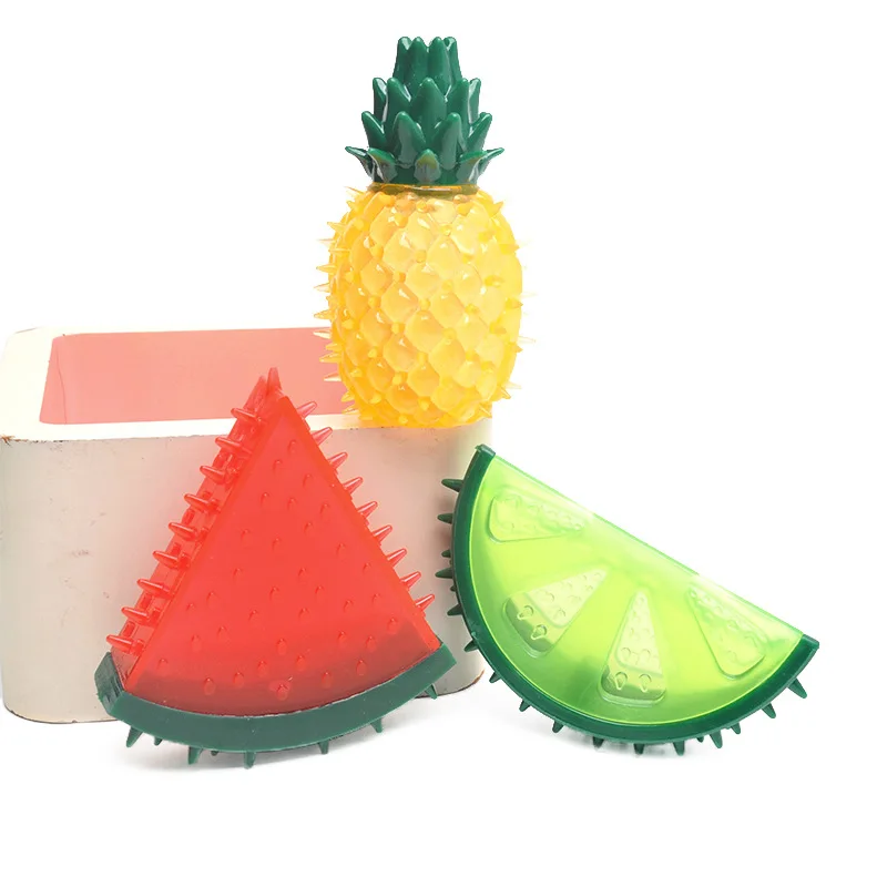 Summer Pet Teeth Grinding Stick Biting Toy Sound Toy Watermelon Pineapple Lemon Heat Relieving Toy