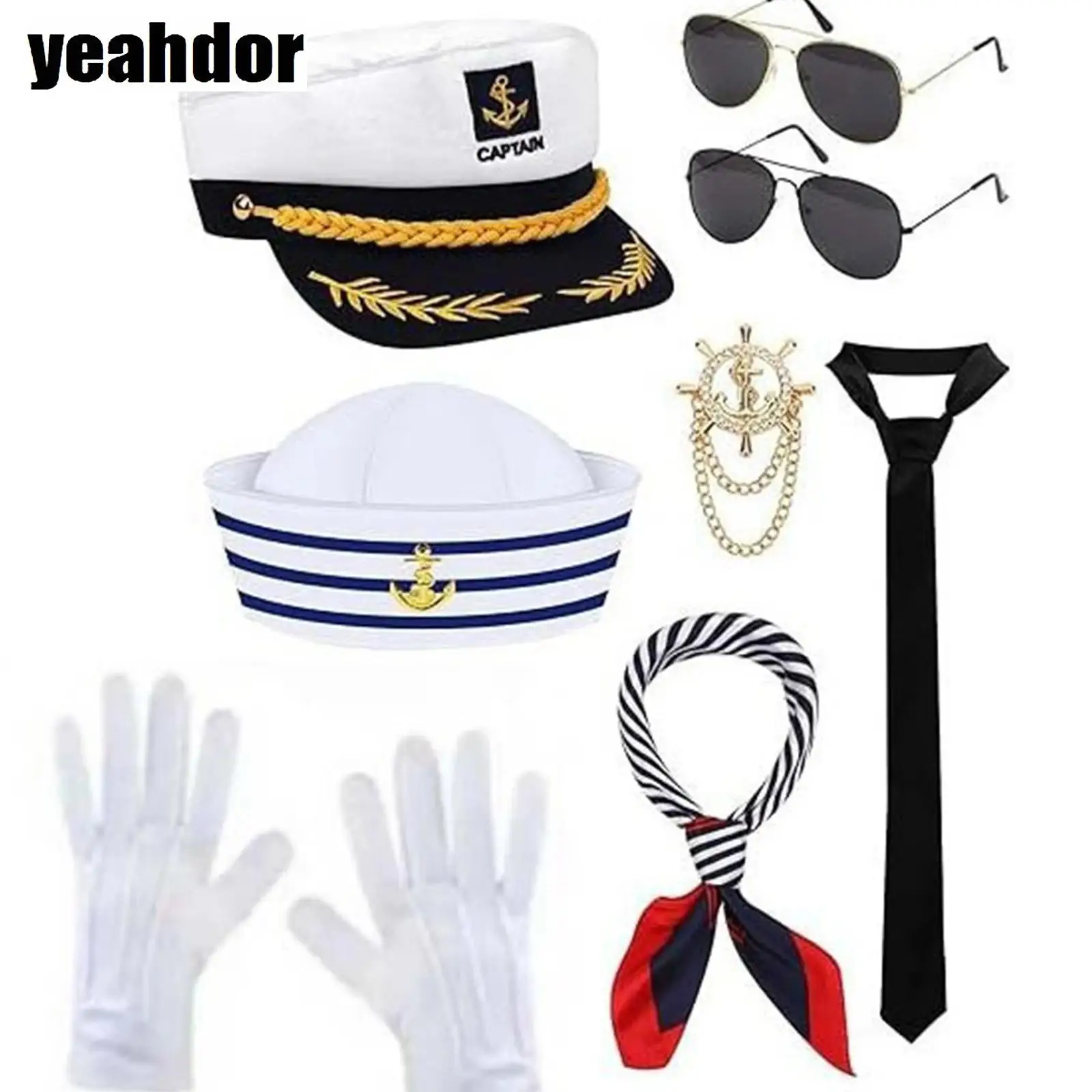 Stewardess Cosplay Accessories Flight Attendant Costume Pilot Captain Costume Kit Halloween Masquerade Fancy Dress Party Props