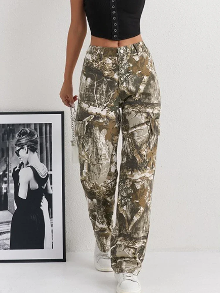 2025 Denim Pants Women's Jeans Camouflage Euramerican High Waist Girl Style Jean Trousers Colorful Straight Leg Wide Leg Pants