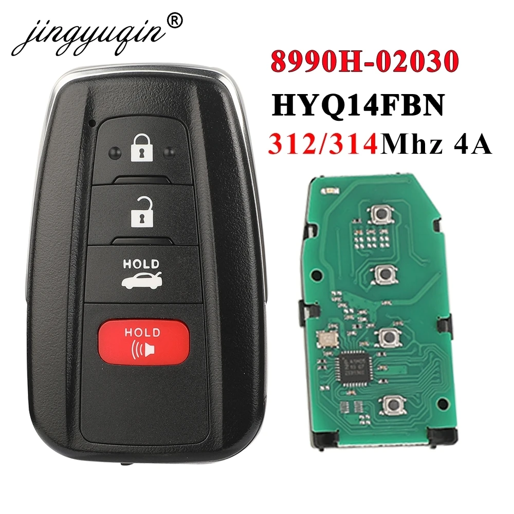 Jingyuqin inteligentny 4-przyciskowy kluczyk samochodowy bez klucza do Toyota Corolla 2019 2020 2021 2022 4A Chip 312/314Mhz FCC ID:HYQ14FBN