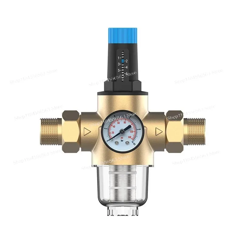DN25 DN32 Brass Pressure Reducing Valve with Gauge Pipeline High Flow Filter 2-way Static Pressure Reducing Valve