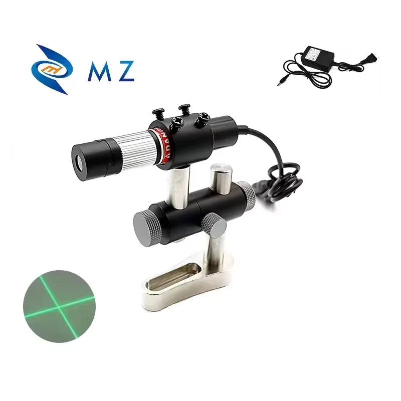 Adjustable Focusing D16mm 520nm 50mw 100mW 5V 110 Degrees Green Cross Laser Diode Module lass Lens With Bracket And Power Supply
